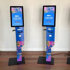 Our P21 rental kiosks with custom software as produced for National Disability Services Executive Leaders Conference