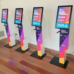 Our P21 rental kiosks with custom software as produced for Human Insights Conference 2023