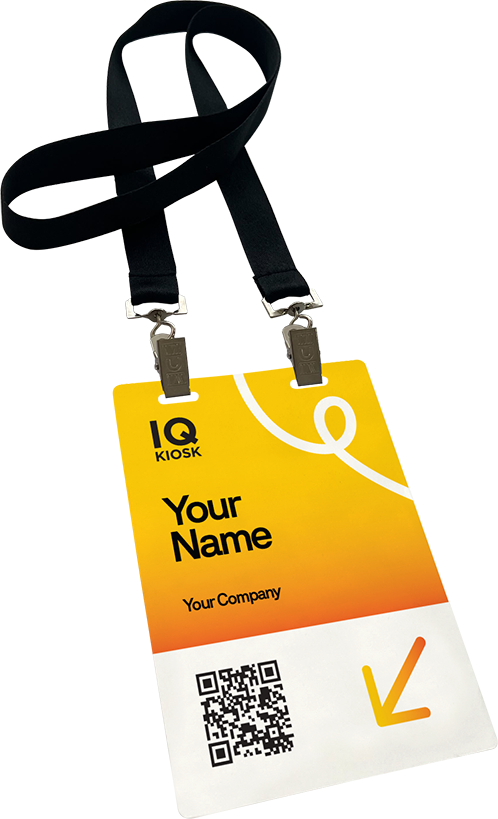 An example name badge as printed by our kiosk