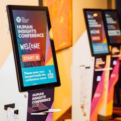 Our P21 rental kiosks with custom software on-site at Human Insights Conference 2023 at the RACV City Club in Melbourne